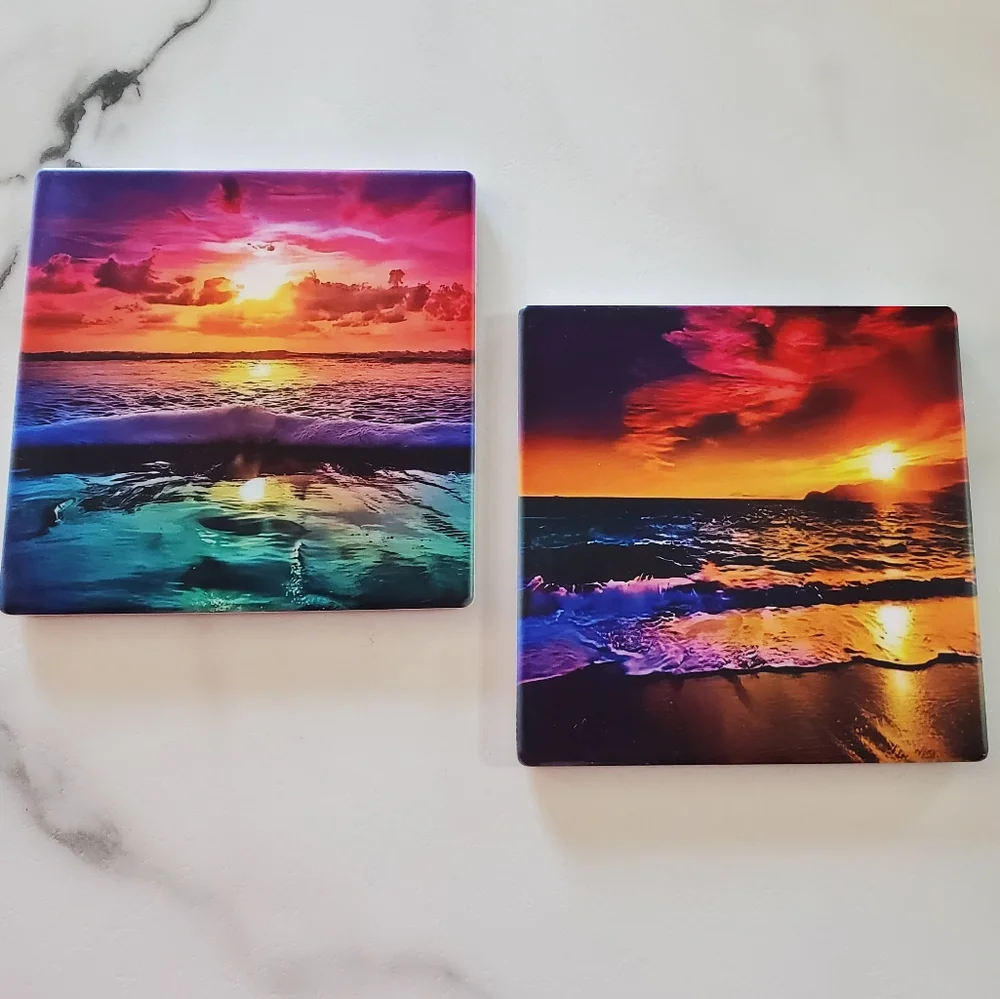Ocean Sunsets 2 Pack Sandstone Coasters